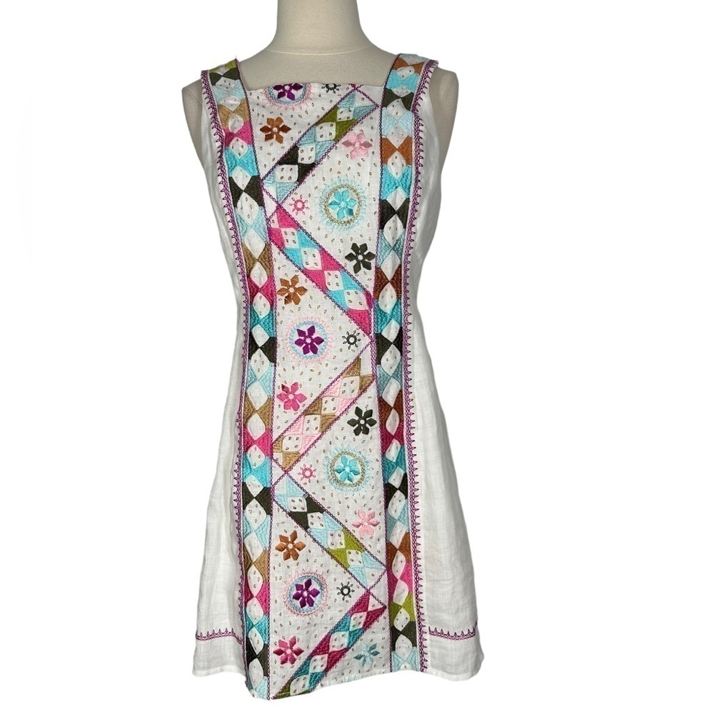 CALYPSO ST BARTH Embroidered Linen Dress Small